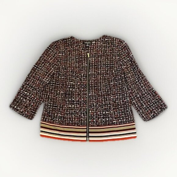 Isabella Suits Women's Jacket Coat Size 14 Check Full Zip Long Sleeves EUC - Picture 1 of 8